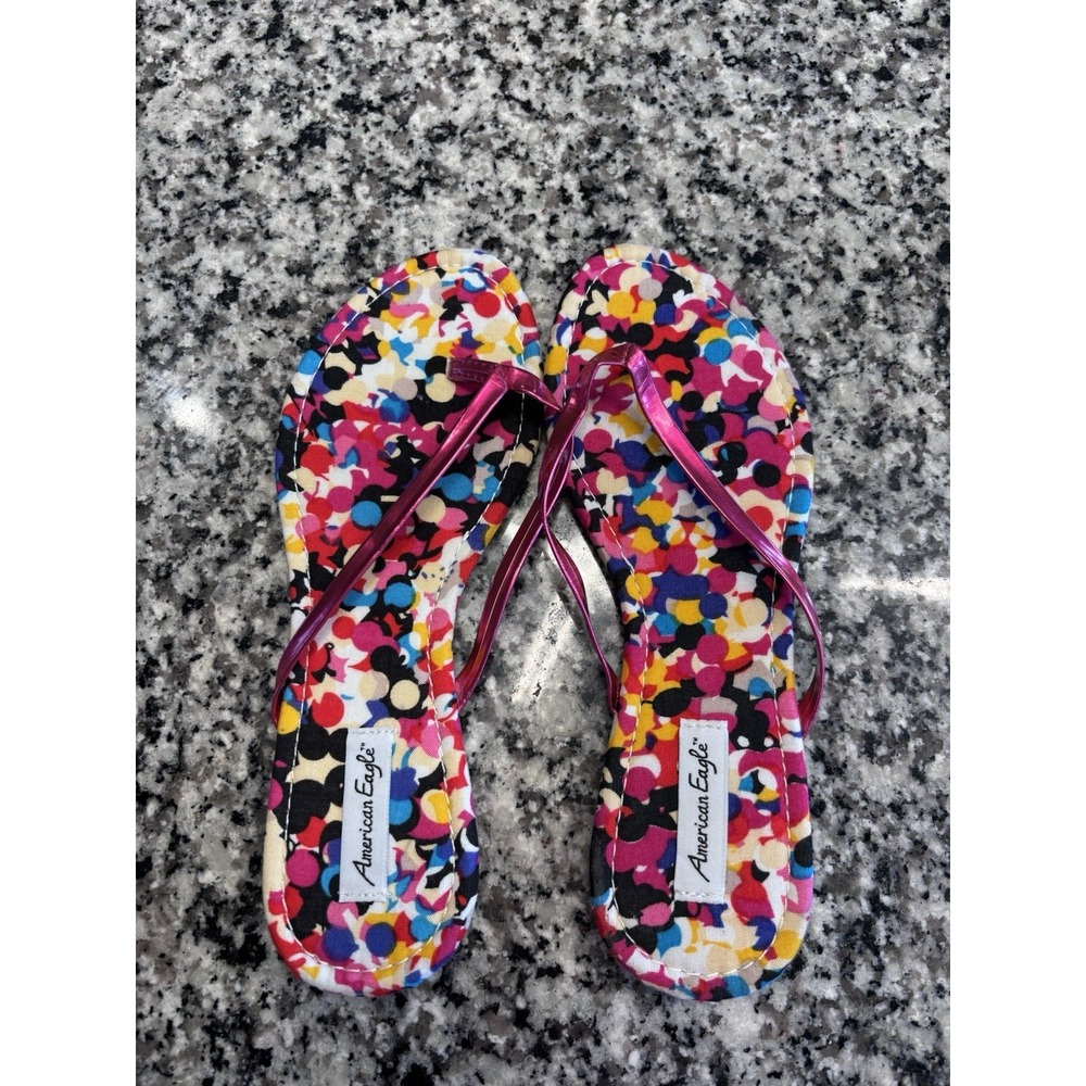 American Eagle Flat Thong Sandals Multi Pink Size 7